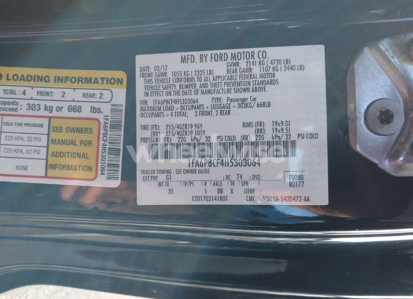 Photo 9 of 2017 Ford Mustang GT (VIN 1FA6P8CF4H5303064)