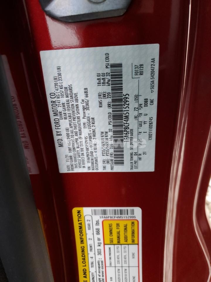 Photo 12 of 2021 FORD MUSTANG GT (VIN 1FA6P8CF4M5152995)