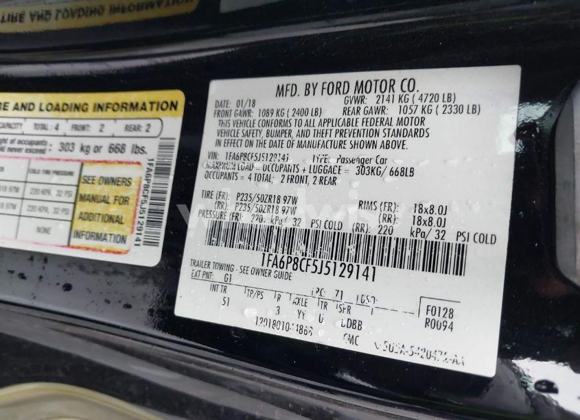 Photo 9 of 2018 Ford Mustang GT PREMIUM (VIN 1FA6P8CF5J5129141)