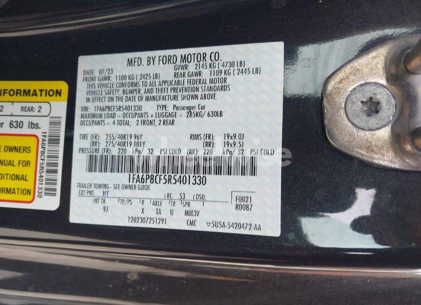 Photo 9 of 2024 Ford Mustang GT PREMIUM FASTBACK (VIN 1FA6P8CF5R5401330)
