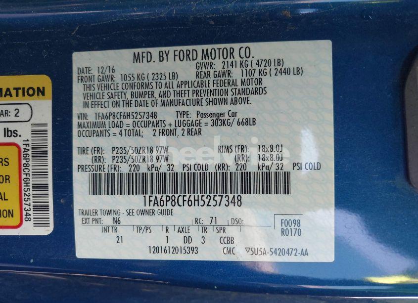 Photo 9 of 2017 Ford Mustang GT (VIN 1FA6P8CF6H5257348)