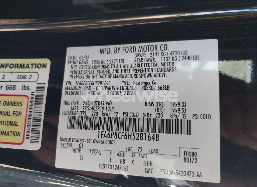 Photo 9 of 2017 Ford Mustang GT (VIN 1FA6P8CF6H5281648)