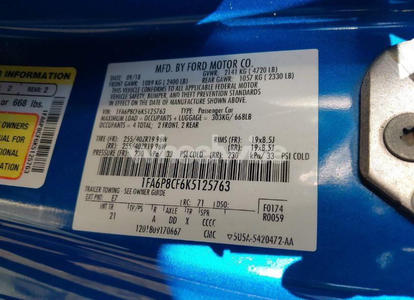 Photo 9 of 2019 Ford Mustang GT (VIN 1FA6P8CF6K5125763)