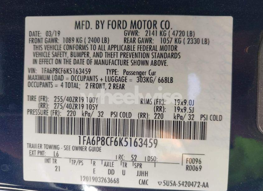 Photo 9 of 2019 Ford Mustang GT (VIN 1FA6P8CF6K5163459)