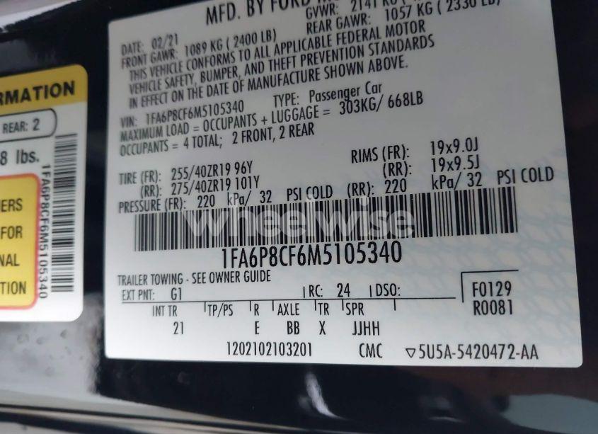 Photo 9 of 2021 Ford Mustang GT FASTBACK (VIN 1FA6P8CF6M5105340)