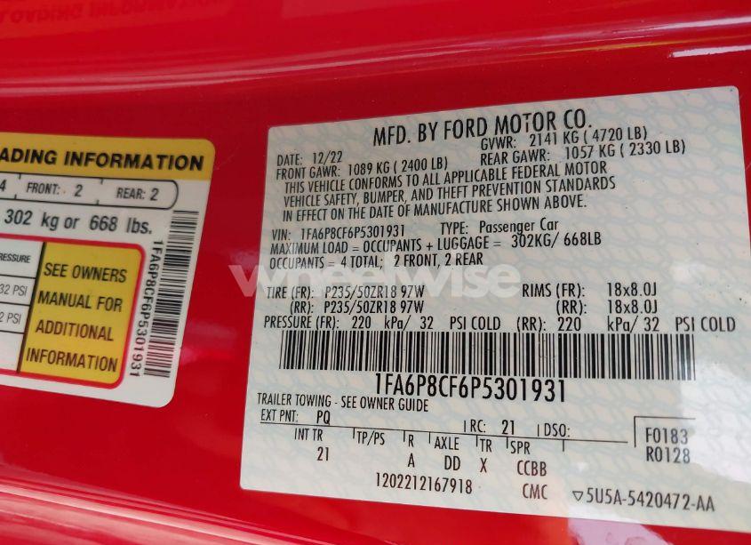 Photo 9 of 2023 Ford Mustang GT (VIN 1FA6P8CF6P5301931)