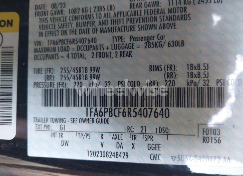 Photo 9 of 2024 Ford Mustang GT (VIN 1FA6P8CF6R5407640)