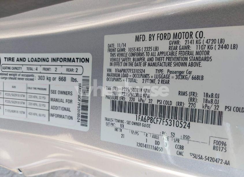 Photo 9 of 2015 Ford Mustang GT (VIN 1FA6P8CF7F5310524)