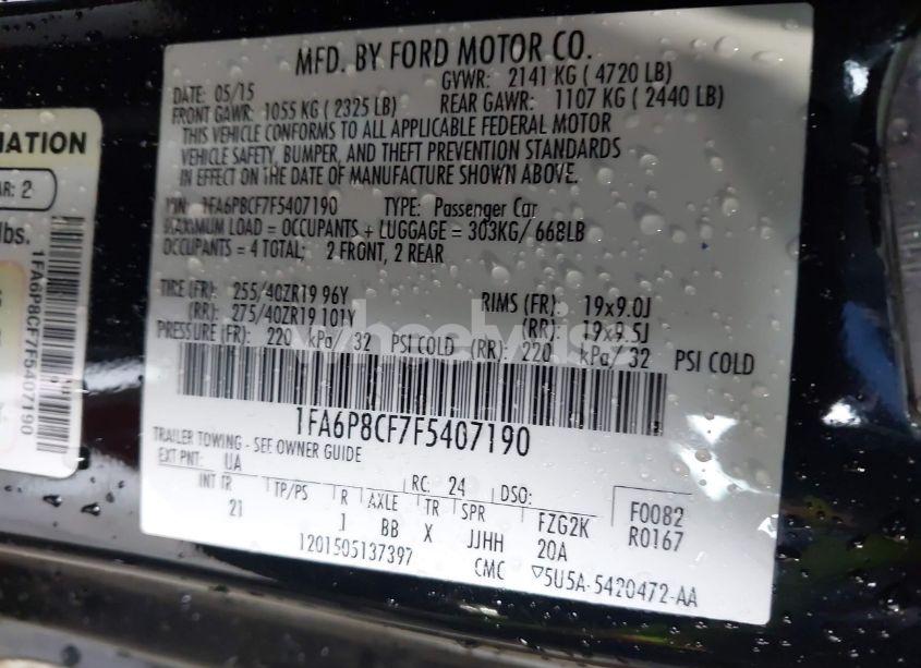 Photo 9 of 2015 Ford Mustang GT (VIN 1FA6P8CF7F5407190)