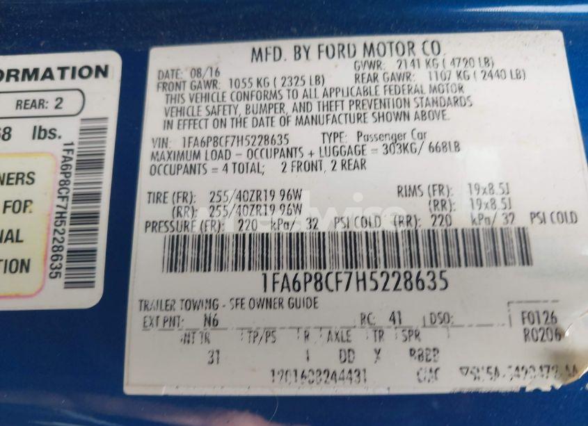 Photo 9 of 2017 Ford Mustang GT (VIN 1FA6P8CF7H5228635)