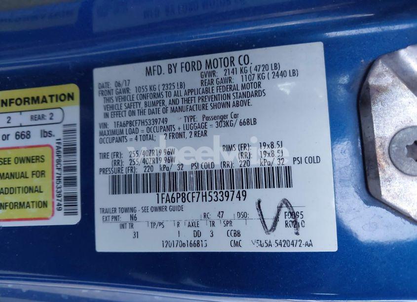 Photo 9 of 2017 Ford Mustang GT (VIN 1FA6P8CF7H5339749)