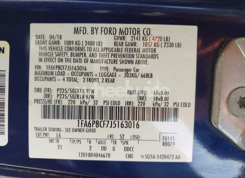 Photo 9 of 2018 Ford Mustang GT (VIN 1FA6P8CF7J5163016)