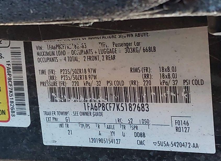 Photo 9 of 2019 Ford Mustang GT (VIN 1FA6P8CF7K5182683)