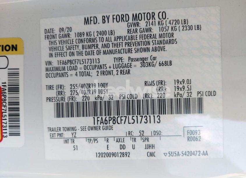 Photo 9 of 2020 Ford Mustang GT PREMIUM FASTBACK (VIN 1FA6P8CF7L5173113)