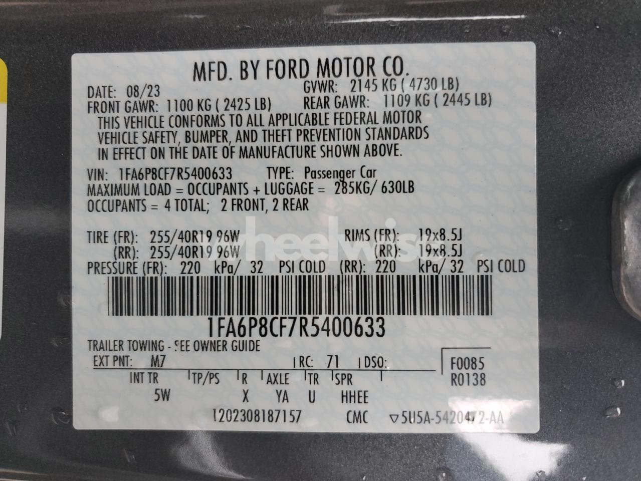 Photo 13 of 2024 FORD MUSTANG GT (VIN 1FA6P8CF7R5400633)