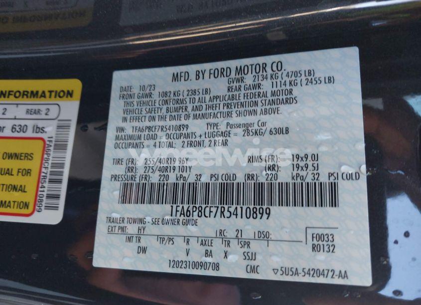 Photo 9 of 2024 Ford Mustang GT FASTBACK (VIN 1FA6P8CF7R5410899)