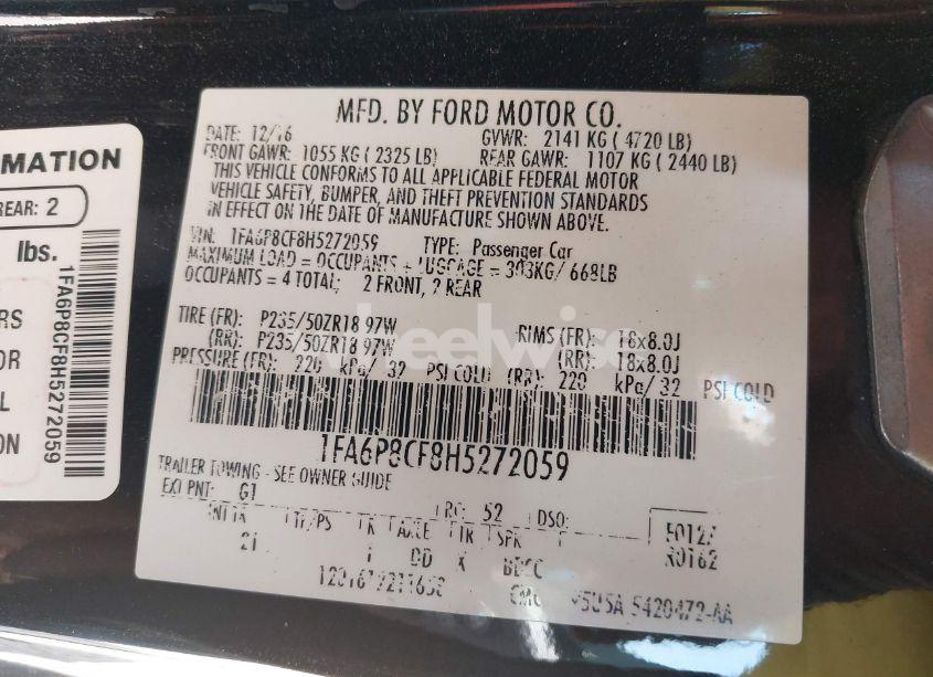 Photo 9 of 2017 Ford Mustang GT (VIN 1FA6P8CF8H5272059)