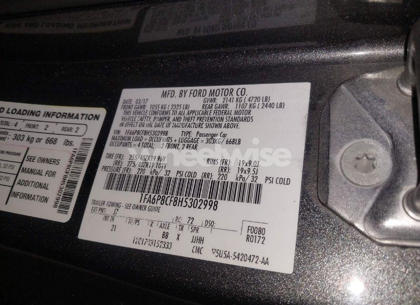 Photo 9 of 2017 Ford Mustang GT (VIN 1FA6P8CF8H5302998)