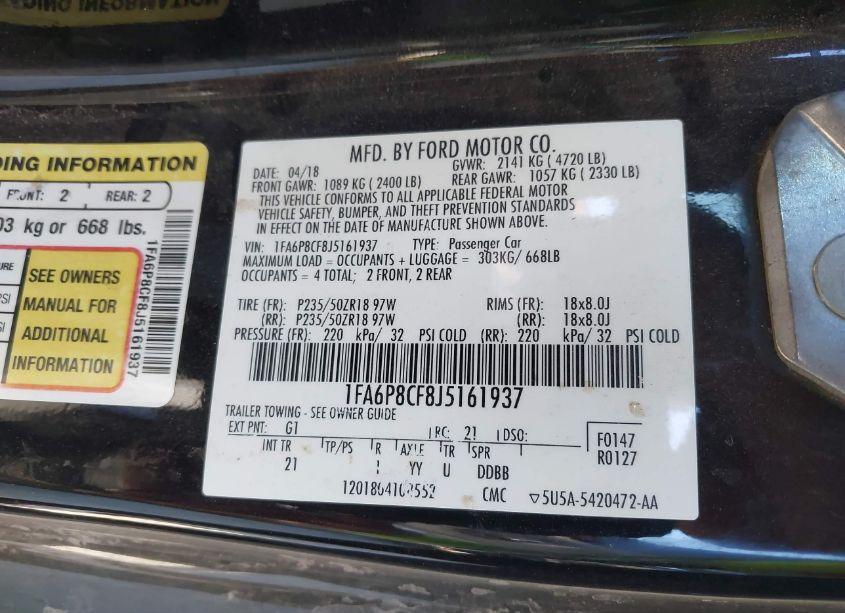 Photo 9 of 2018 Ford Mustang GT (VIN 1FA6P8CF8J5161937)