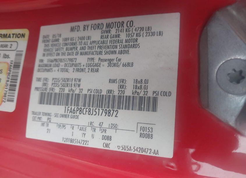 Photo 9 of 2018 Ford Mustang GT (VIN 1FA6P8CF8J5179872)