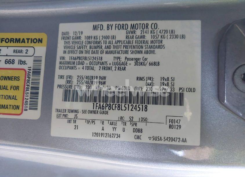 Photo 9 of 2020 Ford Mustang GT (VIN 1FA6P8CF8L5124518)