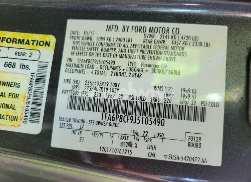 Photo 9 of 2018 Ford Mustang GT (VIN 1FA6P8CF9J5105490)