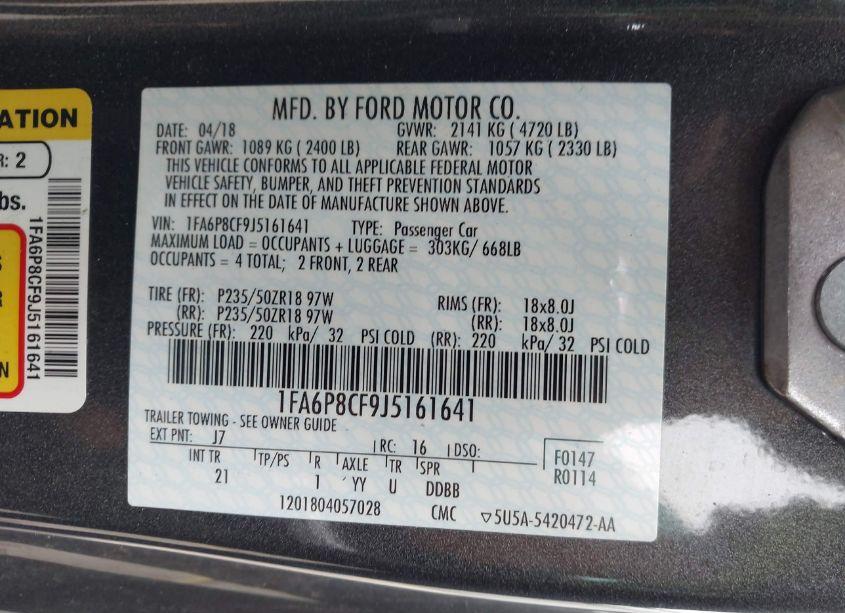 Photo 9 of 2018 Ford Mustang GT (VIN 1FA6P8CF9J5161641)