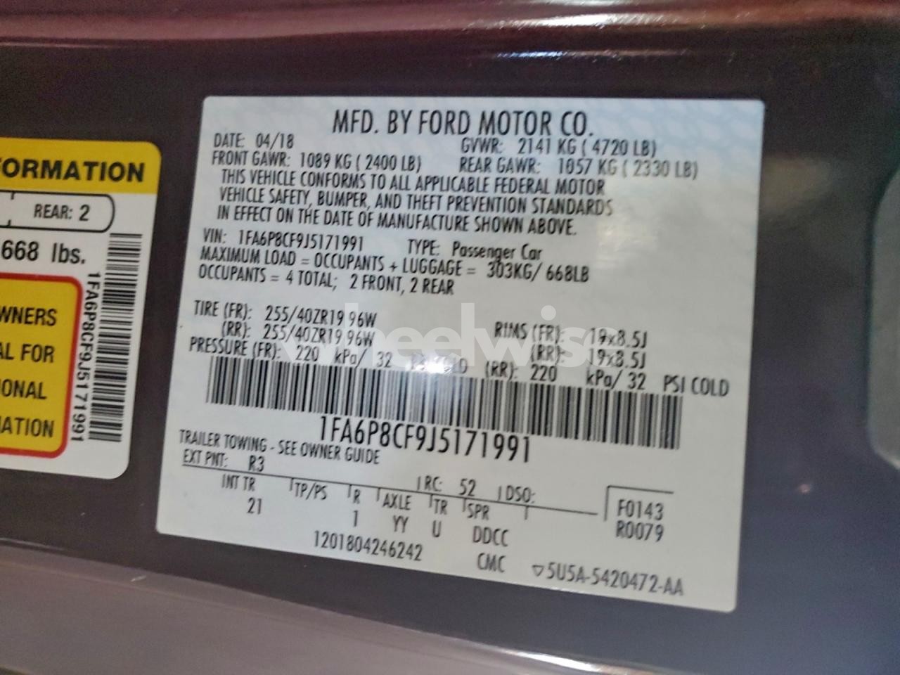 Photo 12 of 2018 FORD MUSTANG GT (VIN 1FA6P8CF9J5171991)