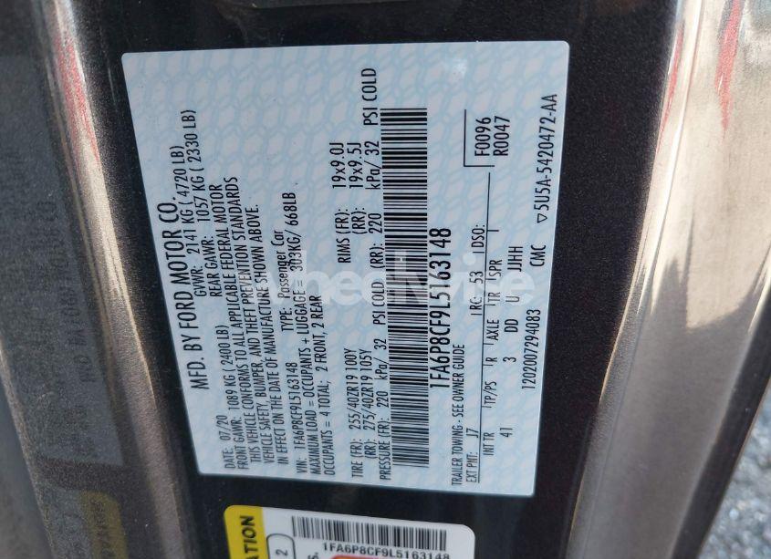 Photo 9 of 2020 Ford Mustang GT PREMIUM FASTBACK (VIN 1FA6P8CF9L5163148)