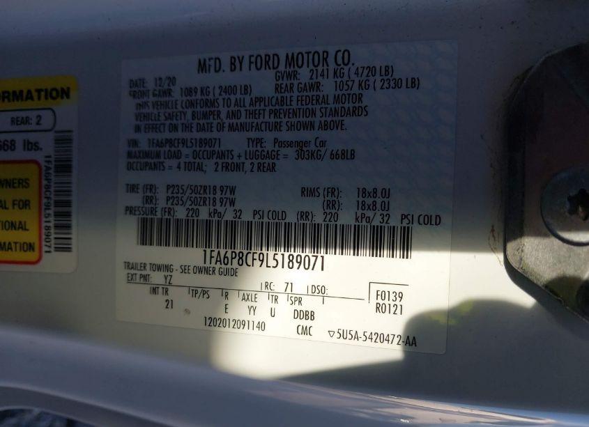 Photo 9 of 2020 Ford Mustang GT FASTBACK (VIN 1FA6P8CF9L5189071)