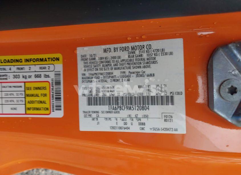 Photo 9 of 2021 Ford Mustang GT PREMIUM FASTBACK (VIN 1FA6P8CF9M5120804)