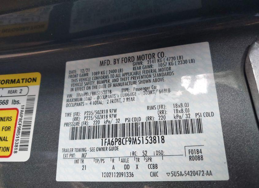 Photo 9 of 2021 Ford Mustang GT FASTBACK (VIN 1FA6P8CF9M5153818)