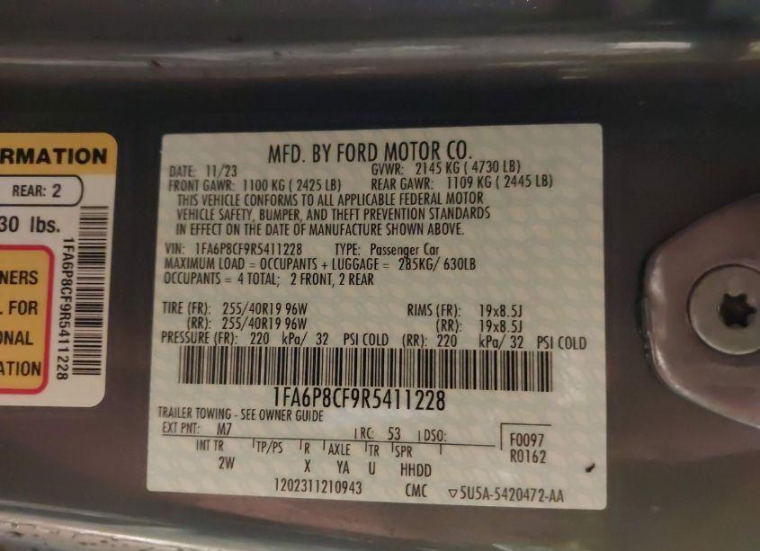 Photo 9 of 2024 Ford Mustang GT (VIN 1FA6P8CF9R5411228)
