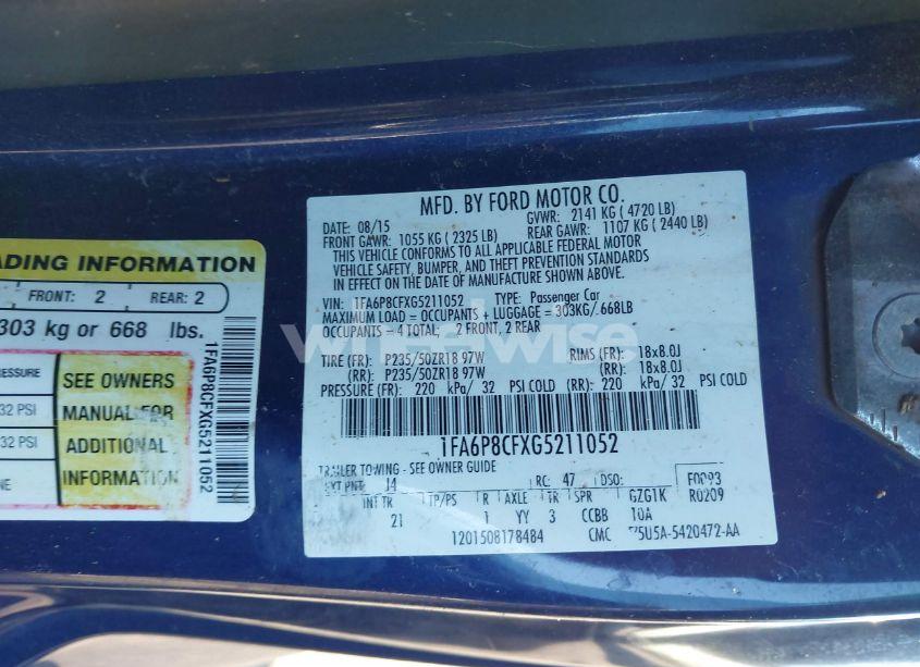 Photo 9 of 2016 Ford Mustang GT (VIN 1FA6P8CFXG5211052)