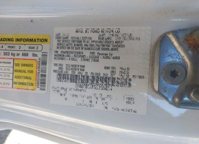 Photo 9 of 2016 Ford Mustang GT PREMIUM (VIN 1FA6P8CFXG5250854)