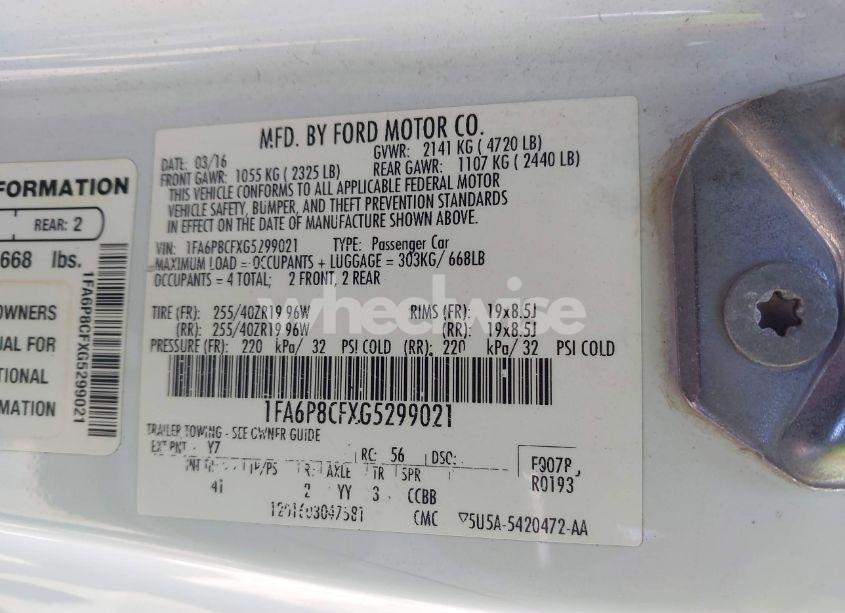 Photo 9 of 2016 Ford Mustang GT (VIN 1FA6P8CFXG5299021)