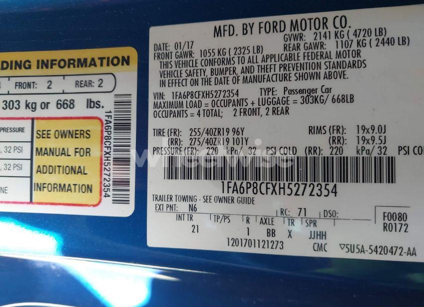 Photo 9 of 2017 Ford Mustang GT (VIN 1FA6P8CFXH5272354)