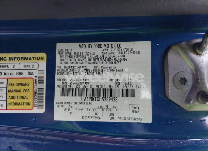 Photo 9 of 2017 Ford Mustang GT (VIN 1FA6P8CFXH5289428)