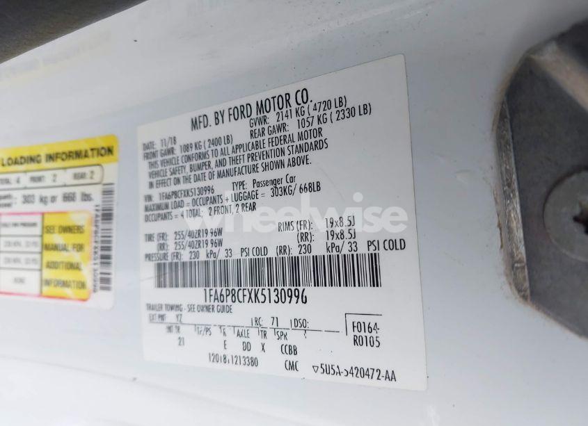 Photo 9 of 2019 Ford Mustang GT (VIN 1FA6P8CFXK5130996)