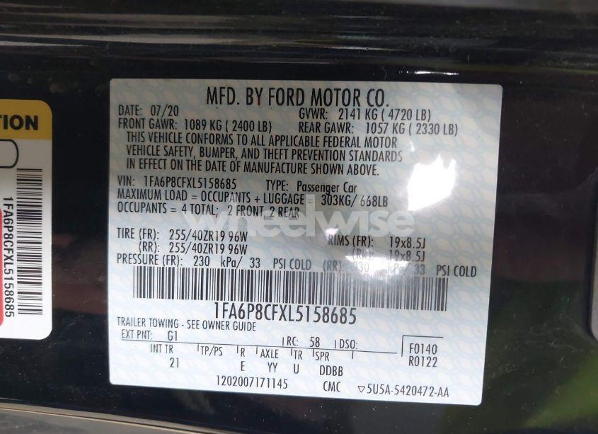 Photo 9 of 2020 Ford Mustang GT FASTBACK (VIN 1FA6P8CFXL5158685)