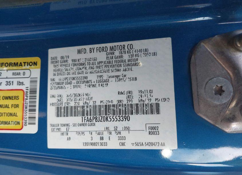 Photo 9 of 2019 Ford Shelby GT350 (VIN 1FA6P8JZ0K5553390)