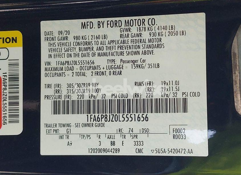 Photo 9 of 2020 Ford Mustang SHELBY GT350R (VIN 1FA6P8JZ0L5551656)