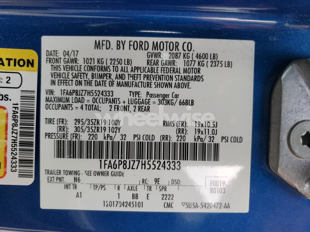 Photo 12 of 2017 FORD MUSTANG SHELBY GT350 (VIN 1FA6P8JZ7H5524333)