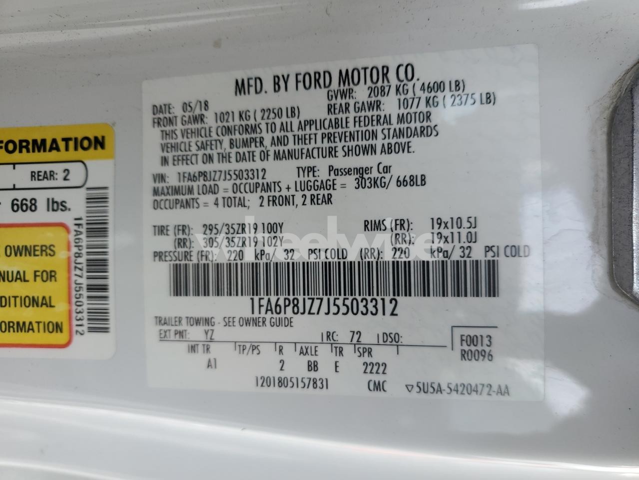 Photo 12 of 2018 FORD MUSTANG SHELBY GT350 (VIN 1FA6P8JZ7J5503312)