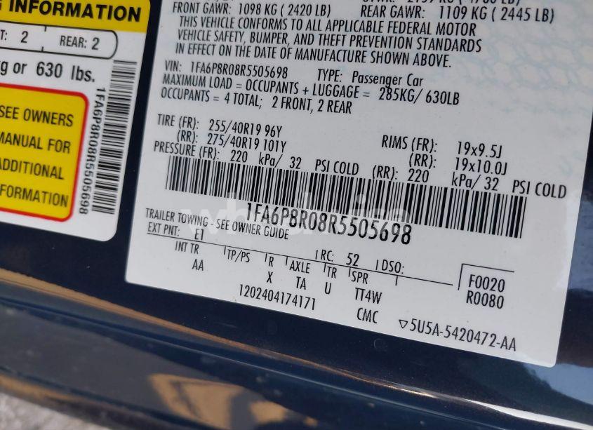 Photo 9 of 2024 Ford Mustang DARK HORSE FASTBACK (VIN 1FA6P8R08R5505698)