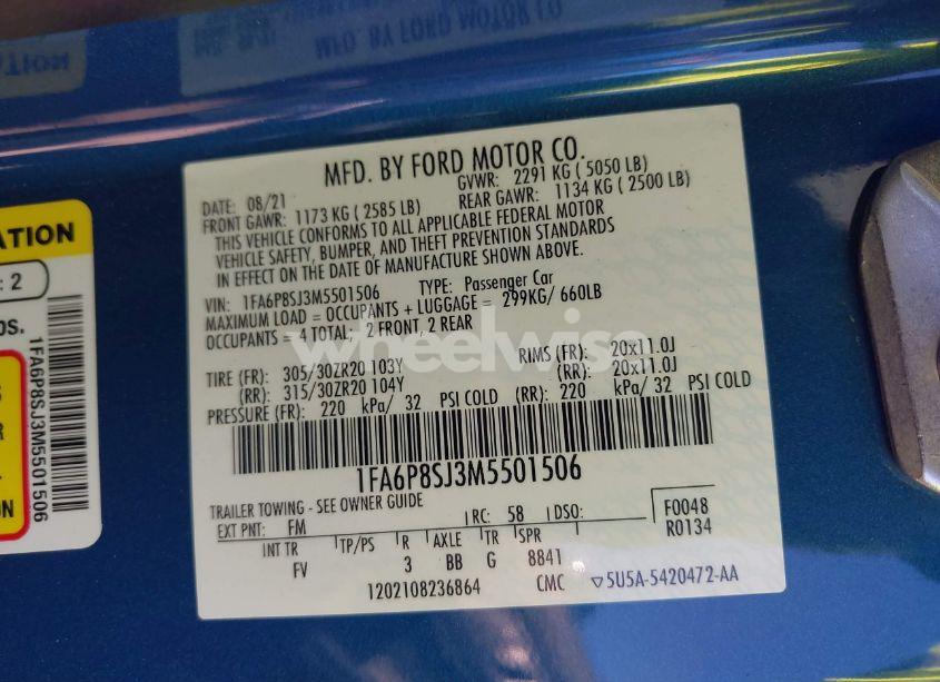 Photo 9 of 2021 Ford Mustang SHELBY GT500 FASTBACK (VIN 1FA6P8SJ3M5501506)