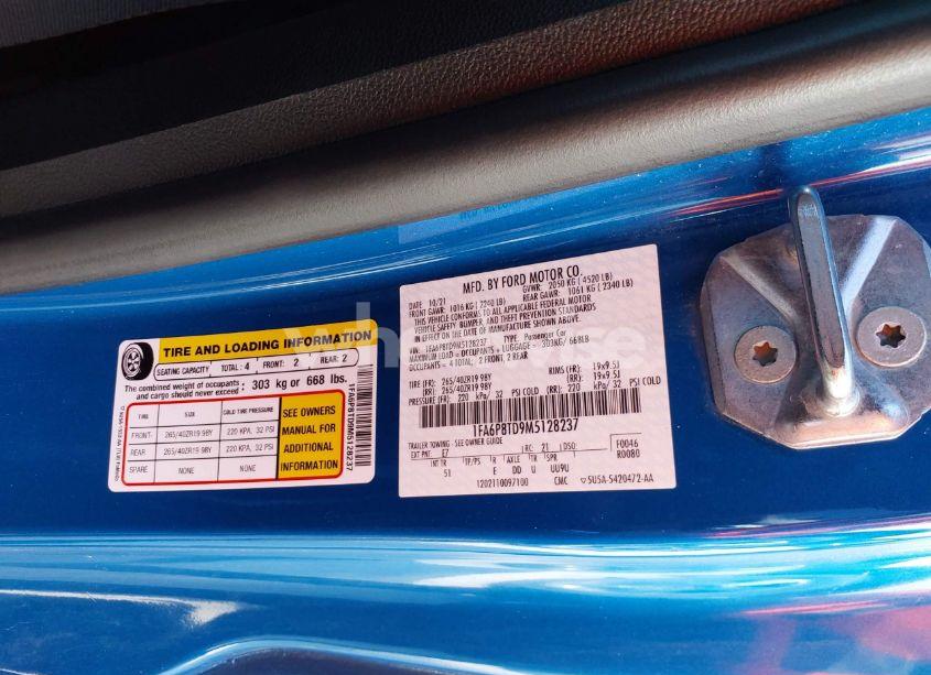 Photo 9 of 2021 Ford Mustang ECOBOOST PREMIUM FASTBACK (VIN 1FA6P8TD9M5128237)