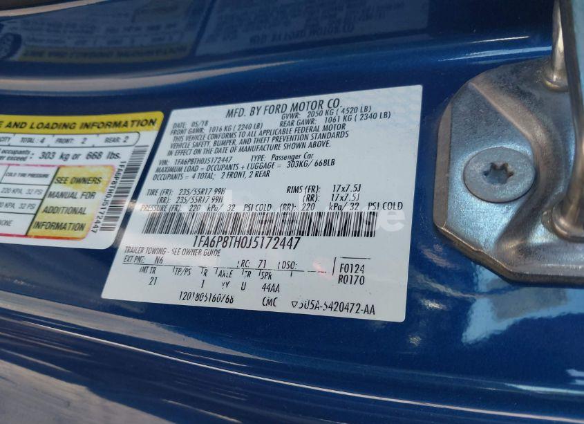 Photo 9 of 2018 Ford Mustang ECOBOOST (VIN 1FA6P8TH0J5172447)