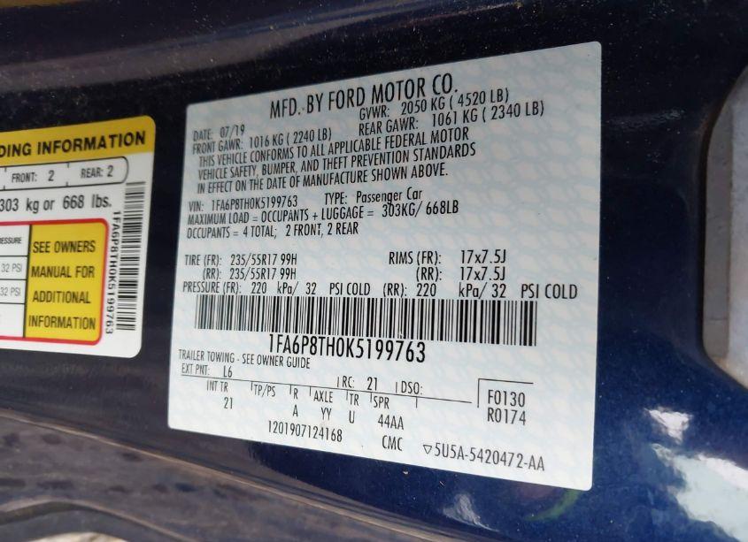 Photo 9 of 2019 Ford Mustang ECOBOOST (VIN 1FA6P8TH0K5199763)