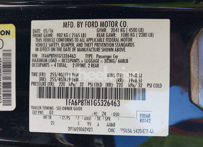 Photo 9 of 2016 Ford Mustang ECOBOOST (VIN 1FA6P8TH1G5326463)